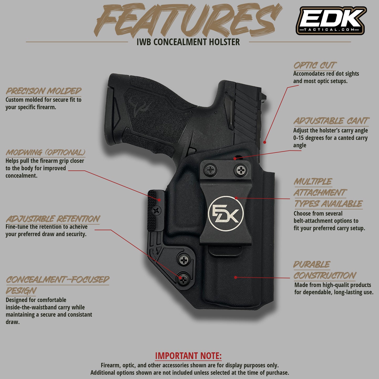 Fits Taurus TX22 Gen 1 IWB Holster | EDK Tactical features fomi clip