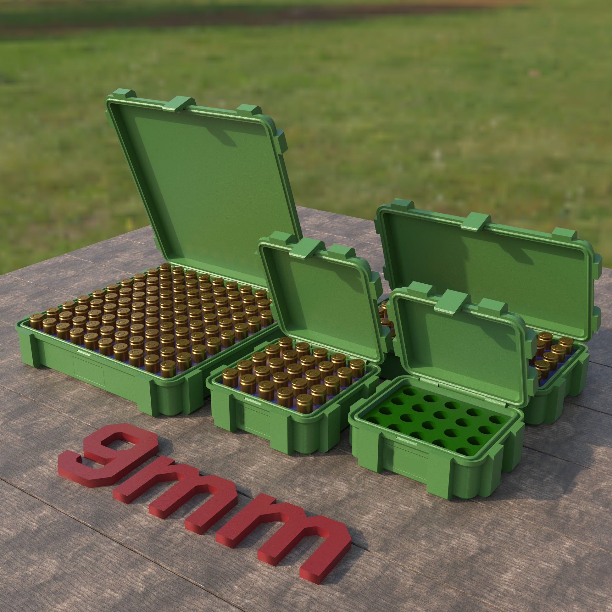 Custom 3D printed rifle ammunition box for range and home storage