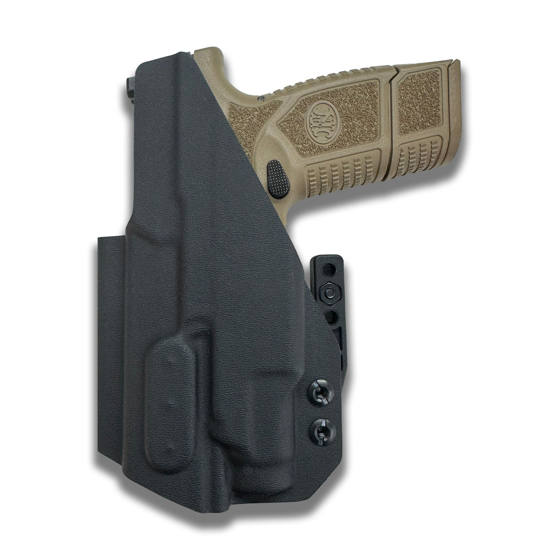 FN Reflex light-bearing IWB holster showing open-end barrel clearance