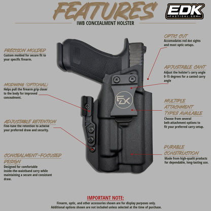 IWB holster clip options for Fits Glock 17 and Fits Streamlight TLR-1 HL-X