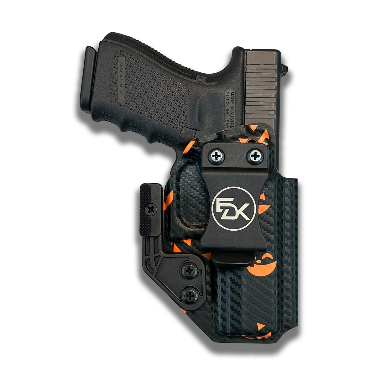 Halloween Pumpkins Black IWB holster front view | EDK Tactical