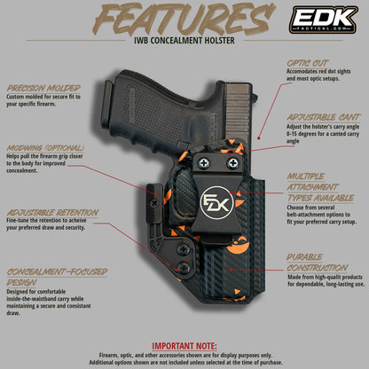 Halloween Pumpkins Black IWB holster features with adjustable retention, cant and carry options | EDK Tactical