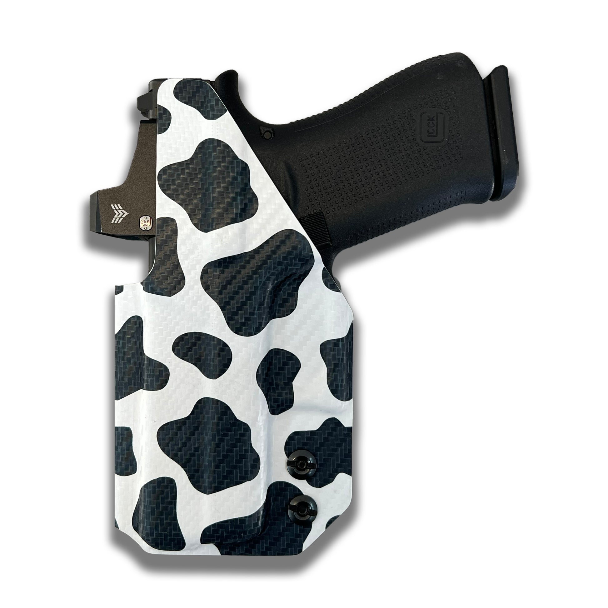 Glock 43x Cow Print Showing back iwb concealed holster