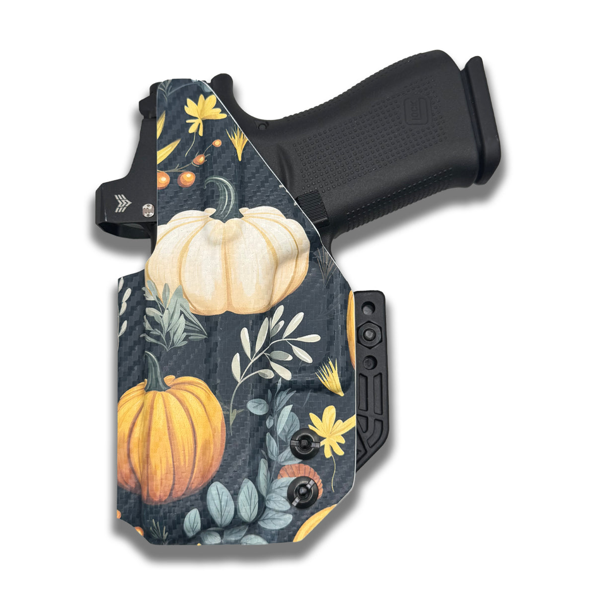 Fall Pumpkins IWB holster back view showing pumpkin and fall foliage design | EDK Tactical