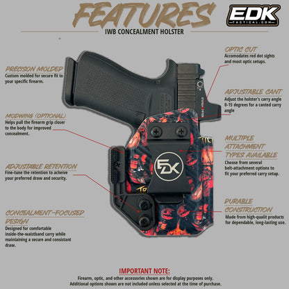 Trick or Treat Halloween printed IWB holster Fits Glock 43X feature diagram | EDK Tactical