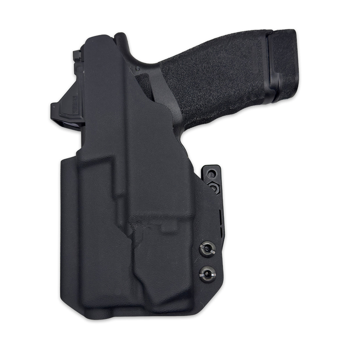 Light-bearing IWB holster fits Springfield Hellcat Pro and fits Olight PL X