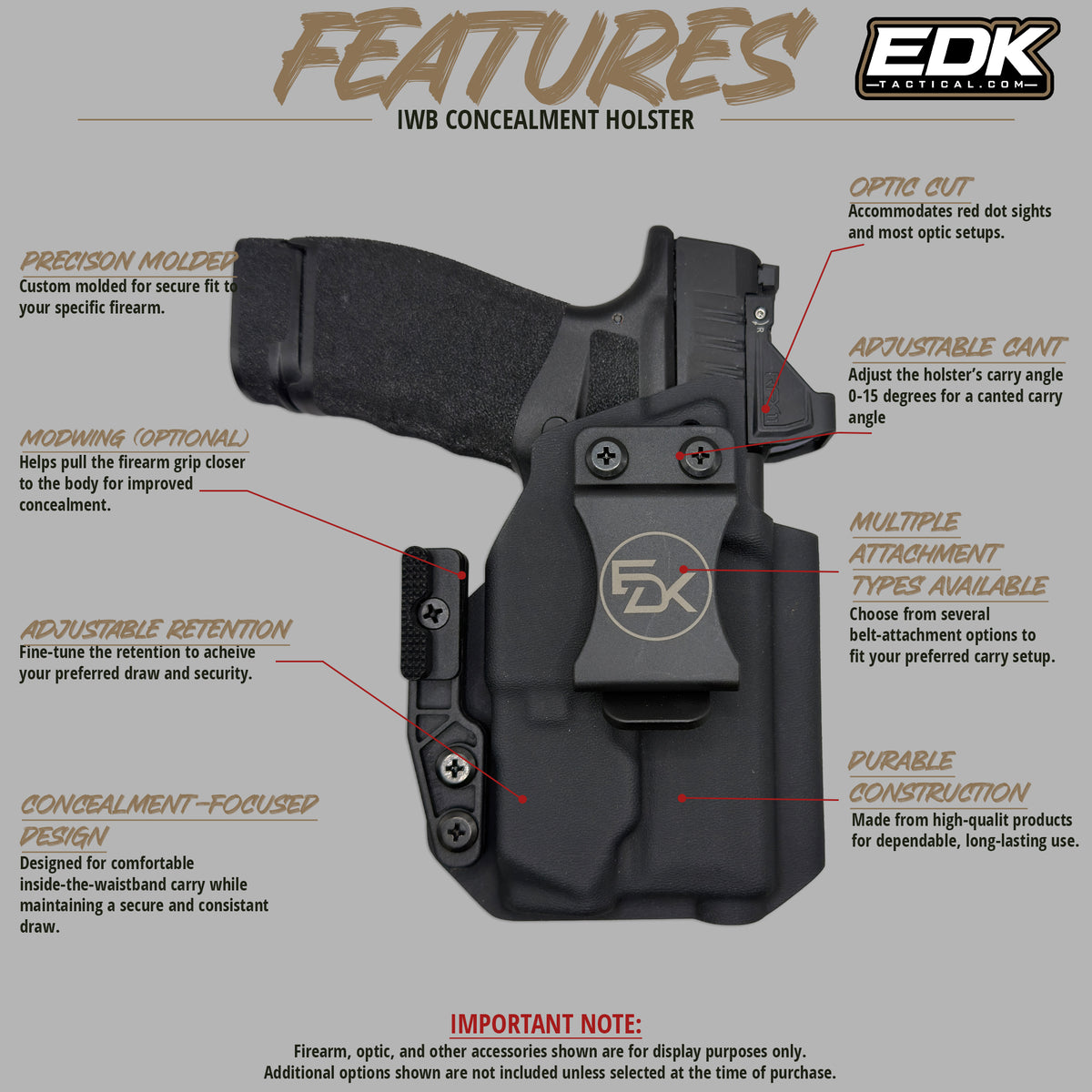 Optic-ready IWB holster fits Springfield Hellcat Pro and fits Olight PL X