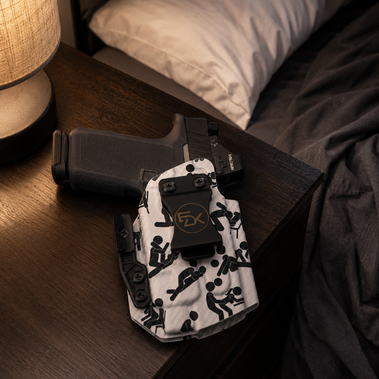 S*X Positions printed IWB holster lifestyle product photo | EDK Tactical