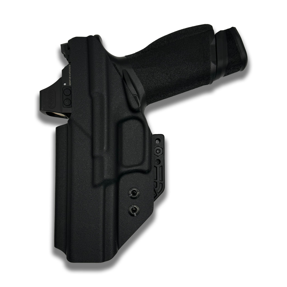 FN 545 open-end holster showing threaded-barrel clearance