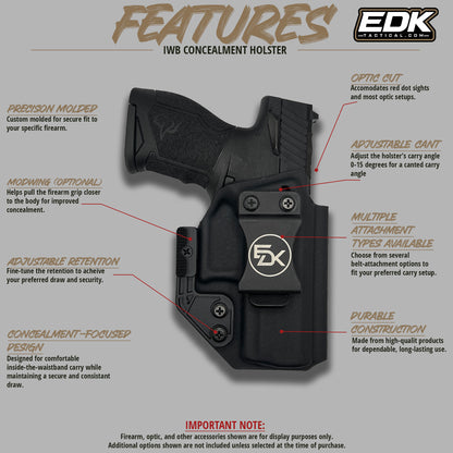 Fits Taurus TX22 Gen 1 IWB Holster | EDK Tactical features fomi clip