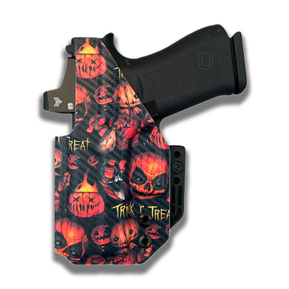 Trick or Treat Halloween printed IWB holster Fits Glock 43X, rear view | EDK Tactical