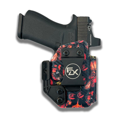 Trick or Treat Halloween printed IWB holster Fits Glock 43X, front view | EDK Tactical