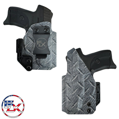 Diamond Plate printed IWB Kydex holster with metallic industrial-style pattern – EDK Tactical