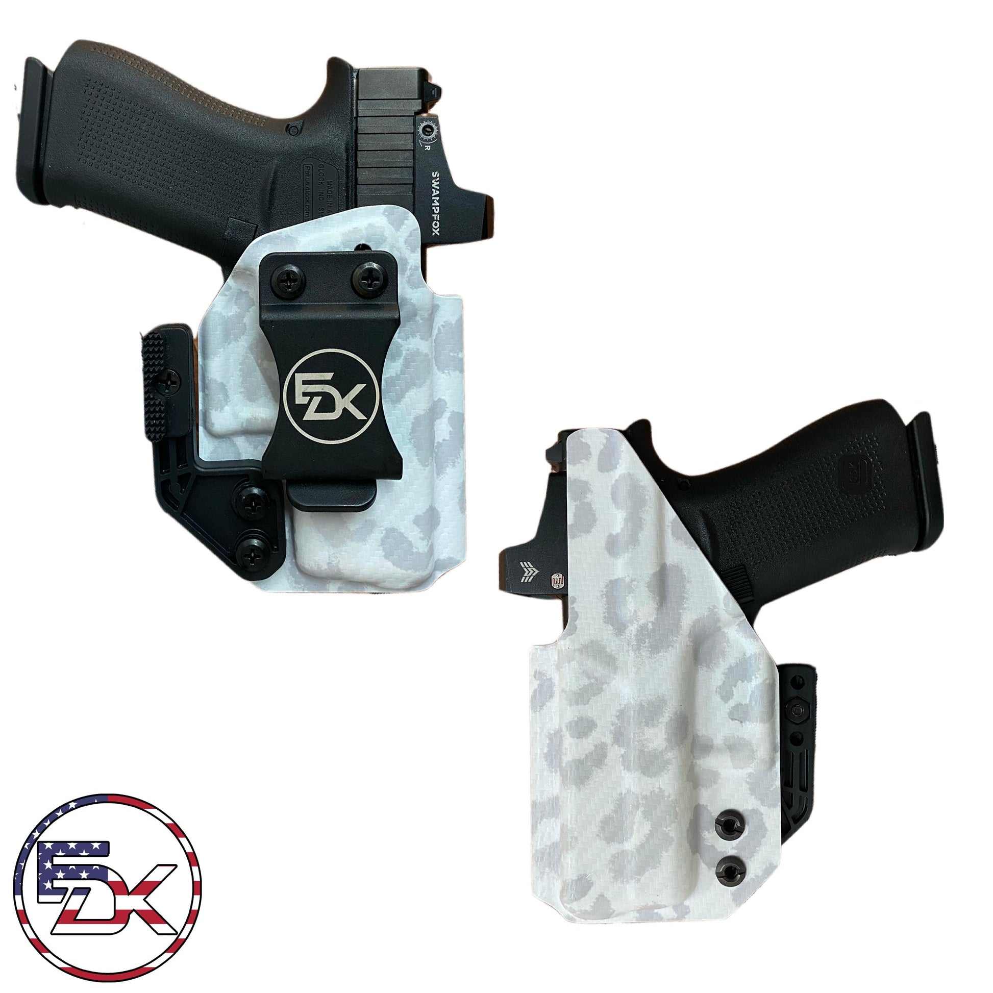 Gray Leopard printed IWB holster with carbon fiber textured Kydex – EDK Tactical