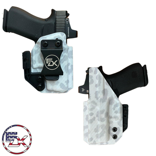 Gray Leopard printed IWB holster with carbon fiber textured Kydex – EDK Tactical
