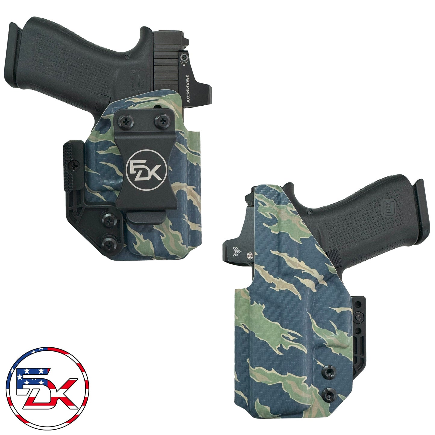 Tiger Stripe Camo printed IWB Kydex holster with classic camouflage pattern – EDK Tactical