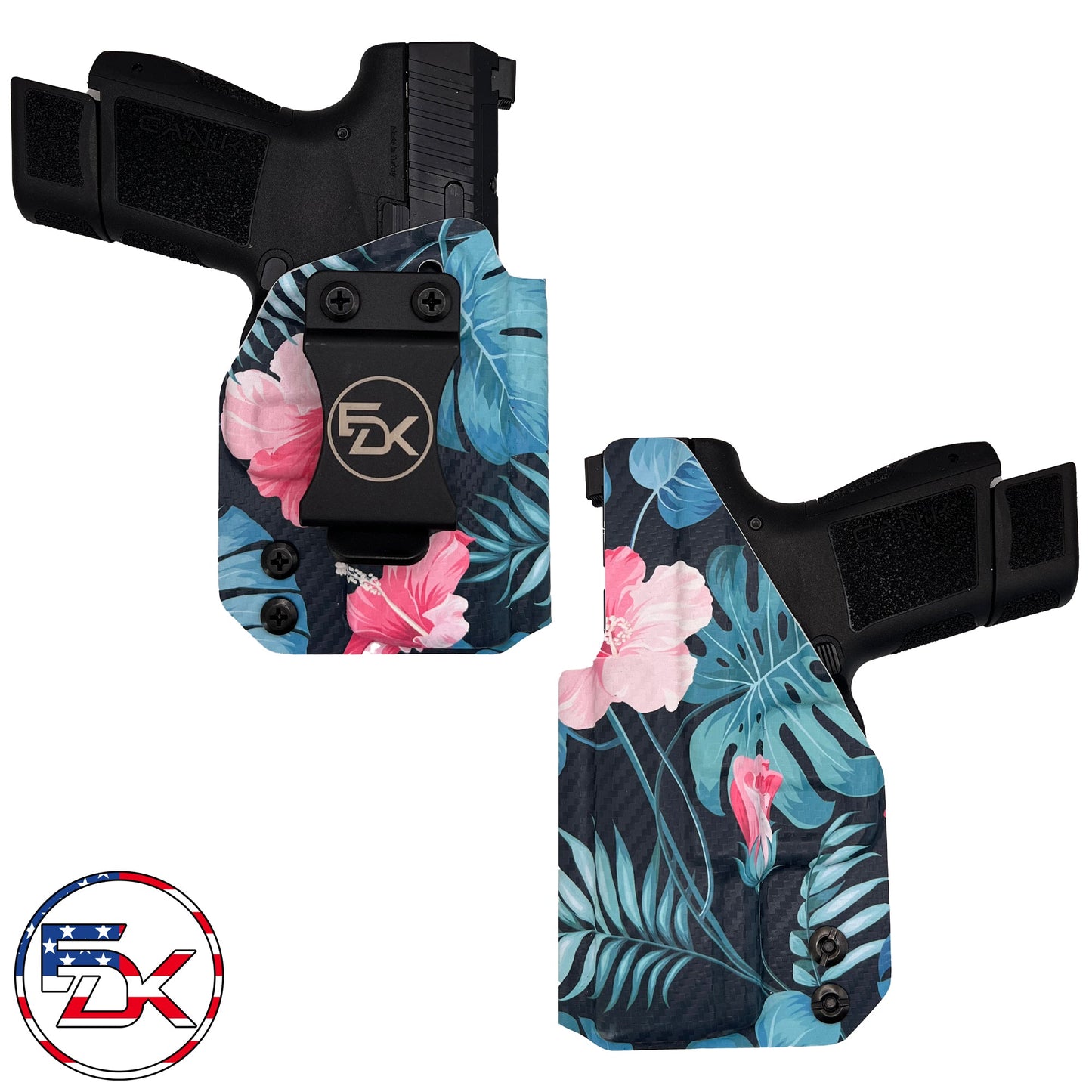 Tropical Love Kydex IWB concealed carry holster with vibrant floral and tropical print – EDK Tactical